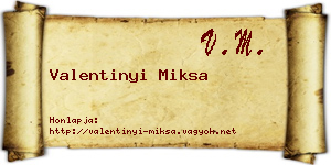 Valentinyi Miksa névjegykártya